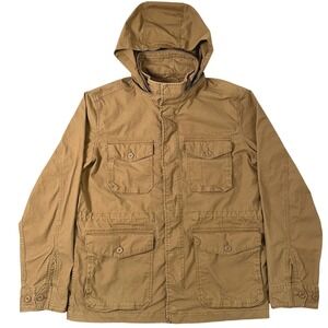 Old Navy Mens Field Jacket Brown Hooded Military Utility Coat Large L Gorpcore